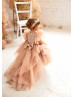 Pearl Beaded Lace Tulle High Low Flower Girl Dress